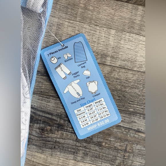 100%Cotton Elephant 0-3 M Blue Baby 7 Piece Set - Picture 4 of 12